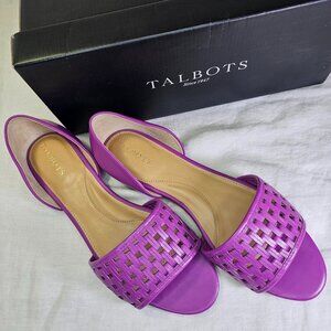 Talbots Leona Woven Leather Slip On Sandals 8.5M Magenta Rose